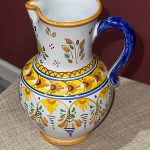Talavera Hand Painted and Signed Pottery Pitcher